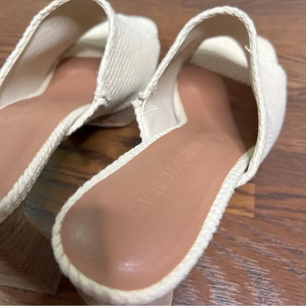 Gabrielle Union Imana 2 platform sandals in beige woven upper, open-toe size 11